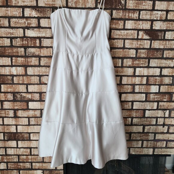 Ladies BCBGMaxAzria Champagne Satin Strapless Dress Size 12 - Picture 5 of 11